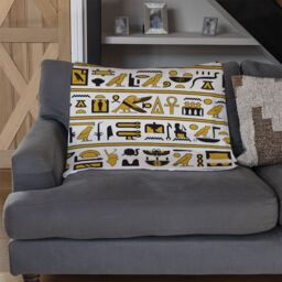 Benjamin Tate Design Ancient Egyptian Hieroglyphs Blanket in Natural - Size: 120 cm x 150 cm - thumbnail 2