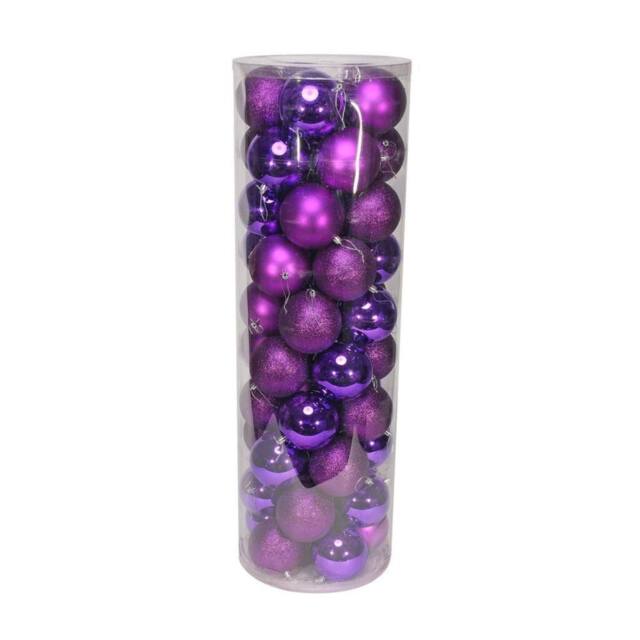 KDMD 48 Purple Baubles in MattShiny & Glitter Finish 10cm - image 1
