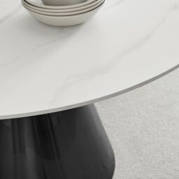 FurnitureboxUK Nina White Marble Effect Round Ceramic Dining Table in Off-White - thumbnail 4