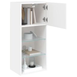 Berkfield Home TV Cabinets with LED Lights 2 pcs White 40.5x30x90 cm - thumbnail 5