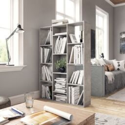 Berkfield Home Room Divider/Book Cabinet Concrete Grey 100x24x140 cm Engineered Wood - Size: 100 x 24 x 140 cm - thumbnail 3