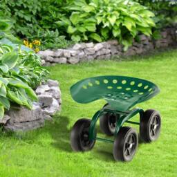 Gymax Garden Cart Rolling Workseat Rolling Garden Stool Cart 360°Swivel Seat in Green - thumbnail 4
