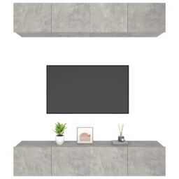 Berkfield Home TV Cabinets 4 pcs Concrete Grey 80x30x30 cm Engineered Wood - Size: 80 x 30 x 30 cm - thumbnail 4