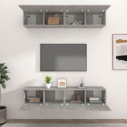 Berkfield Home TV Cabinets 4 pcs Concrete Grey 80x30x30 cm Engineered Wood - Size: 80 x 30 x 30 cm - thumbnail 3