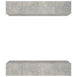 Berkfield Home TV Cabinets 4 pcs Concrete Grey 80x30x30 cm Engineered Wood - Size: 80 x 30 x 30 cm - thumbnail 2