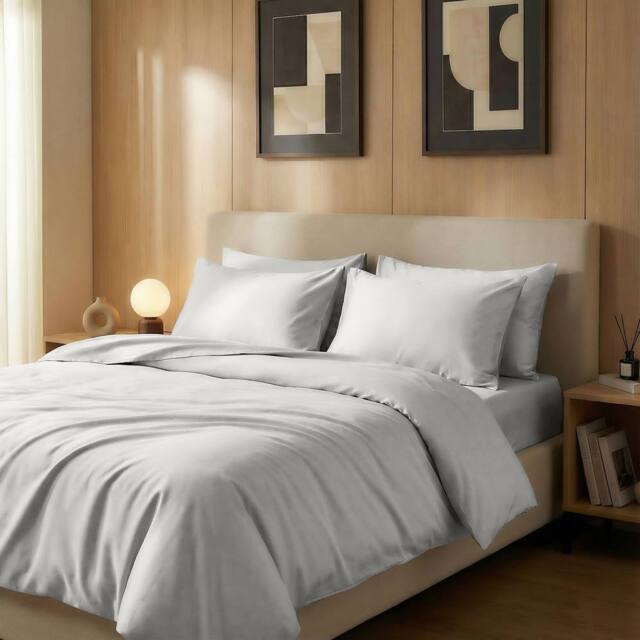 Bedable Sateen Bedding Bundle (Bedding Set + Duvet + 2 Pillows) in Grey - Size: King - image 1