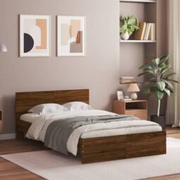 Berkfield Home Bed Frame without Mattress Brown Oak 120x190 cm Small Double - thumbnail 2