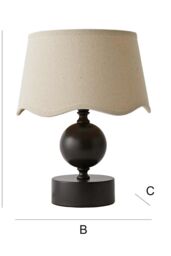 ValueLights Anthony Candlestick Table Lamp with Linen Scallop Lamp Shade & Bulb in Cream - thumbnail 7