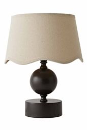 ValueLights Anthony Candlestick Table Lamp with Linen Scallop Lamp Shade & Bulb in Cream - thumbnail 6