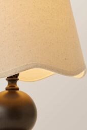 ValueLights Anthony Candlestick Table Lamp with Linen Scallop Lamp Shade & Bulb in Cream - thumbnail 4