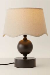 ValueLights Anthony Candlestick Table Lamp with Linen Scallop Lamp Shade & Bulb in Cream - thumbnail 3