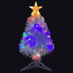 Berkfield Home Artificial Pre-lit Christmas Tree White 64 cm Fibre Optic - thumbnail 4