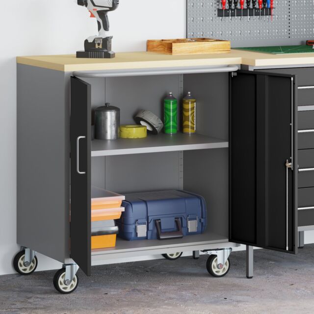 Berkfield Home Tool Cabinet with Wheels & Lockable Black 75x45x85 cm Steel - Size: 75 x 45 x 85 cm - image 1