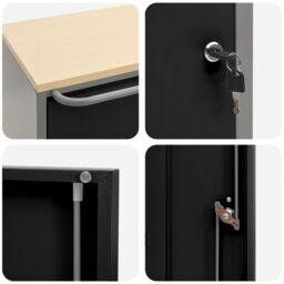 Berkfield Home Tool Cabinet with Wheels & Lockable Black 75x45x85 cm Steel - Size: 75 x 45 x 85 cm - thumbnail 8