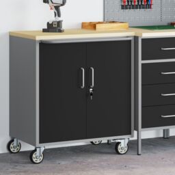 Berkfield Home Tool Cabinet with Wheels & Lockable Black 75x45x85 cm Steel - Size: 75 x 45 x 85 cm - thumbnail 3