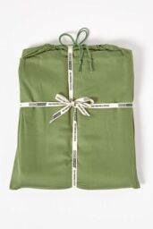 Homescapes Sateen Cotton Duvet Cover Set 400 TC in Green - Size: Single - thumbnail 5