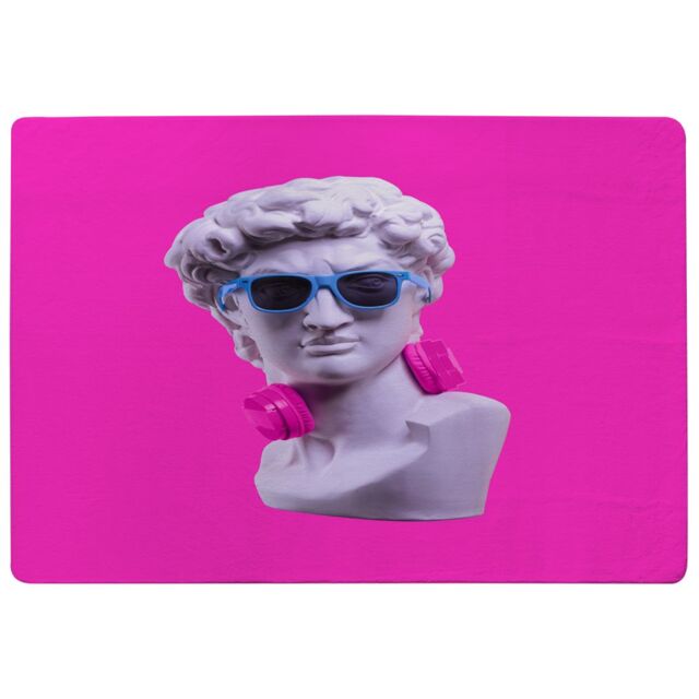 Benjamin Tate Design Plaster Statue Of David'S Head In Blue Sunglasses Designer Rug in Natural - Size: Large - image 1