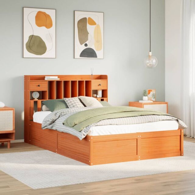Berkfield Home Bed Frame without Mattress Wax Brown 160x200 cm Solid Wood Pine - image 1