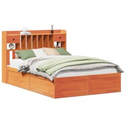 Berkfield Home Bed Frame without Mattress Wax Brown 160x200 cm Solid Wood Pine - thumbnail 2