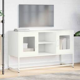 Berkfield Home TV Cabinet White 100.5x39x60.5 cm Steel - thumbnail 4