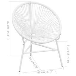 Berkfield Home Garden String Moon Chair Poly Rattan White - thumbnail 5