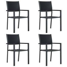 Berkfield Home Garden Chairs 4 pcs Black Plastic Rattan Look - thumbnail 2
