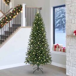 Berkfield Home Artificial Christmas Tree with 300 LEDs Green 240 cm PE & PVC - thumbnail 1