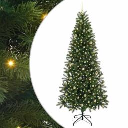 Berkfield Home Artificial Christmas Tree with 300 LEDs Green 240 cm PE & PVC - thumbnail 2