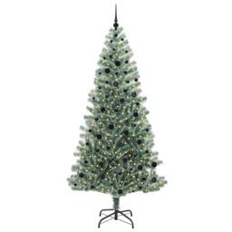 Berkfield Home Stunning Artificial Christmas Tree Snow Flocked with LED Light 240 cm in Green - thumbnail 1