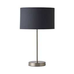 ValueLights Charlie Fabric Drum & Chrome Inner Shade Chrome Stem Table Lamp & Bulb in Charcoal - thumbnail 7