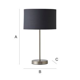 ValueLights Charlie Fabric Drum & Chrome Inner Shade Chrome Stem Table Lamp & Bulb in Charcoal - thumbnail 8