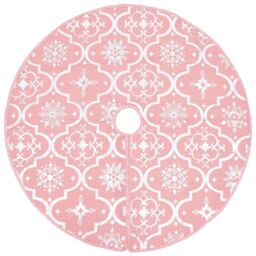 Berkfield Home Luxury Christmas Tree Skirt with Sock Pink 90 cm Fabric - thumbnail 3