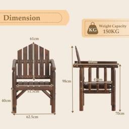 VOGREX Outdoor Wood Armchair Wooden Patio Dining Chair in Brown - thumbnail 2
