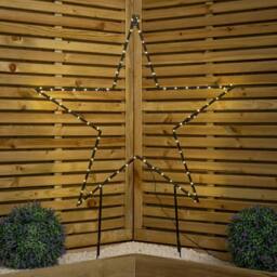 Samuel Alexander 90cm Dewdrop Metal Christmas Star with Garden Stake & Warm White LEDs in Black - thumbnail 2