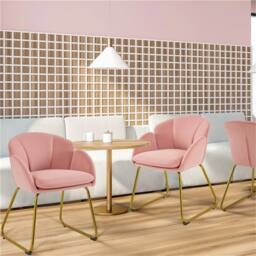 Kelvenix Flower Shape Velvet Vanity Chair pink - Size: 0.6m2 - thumbnail 4