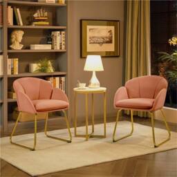 Kelvenix Flower Shape Velvet Vanity Chair pink - Size: 0.6m2 - thumbnail 5