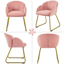 Kelvenix Flower Shape Velvet Vanity Chair pink - Size: 0.6m2 - thumbnail 3
