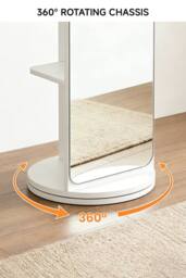 Living and Home 360° Rotating Full-Length Mirror with Coat Rack in White - thumbnail 5