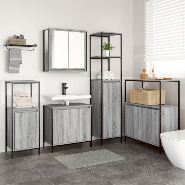 Berkfield Home 5-Piece Bathroom Furniture Set in Grey Sonoma Engineered Wood - image 1