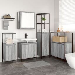Berkfield Home 5-Piece Bathroom Furniture Set in Grey Sonoma Engineered Wood - thumbnail 1