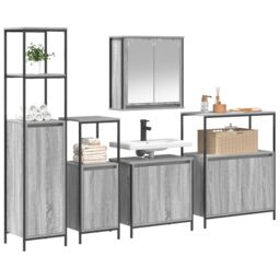 Berkfield Home 5-Piece Bathroom Furniture Set in Grey Sonoma Engineered Wood - thumbnail 3