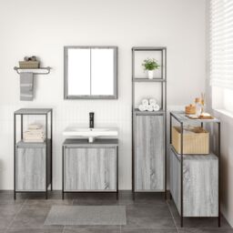 Berkfield Home 5-Piece Bathroom Furniture Set in Grey Sonoma Engineered Wood - thumbnail 4