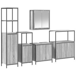 Berkfield Home 5-Piece Bathroom Furniture Set in Grey Sonoma Engineered Wood - thumbnail 2
