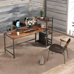 Rafaelo Mobilia Industrial 4 Tier Writing Desk 160CM Wide in Dark Brown - thumbnail 4