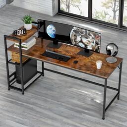 Rafaelo Mobilia Industrial 4 Tier Writing Desk 160CM Wide in Dark Brown - thumbnail 3