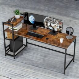 Rafaelo Mobilia Industrial 4 Tier Writing Desk 160CM Wide in Dark Brown - thumbnail 2