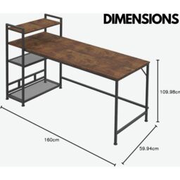 Rafaelo Mobilia Industrial 4 Tier Writing Desk 160CM Wide in Dark Brown - thumbnail 6
