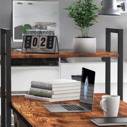 Rafaelo Mobilia Industrial 4 Tier Writing Desk 160CM Wide in Dark Brown - thumbnail 5