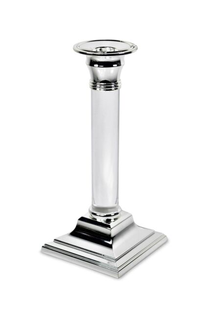 Silver Editions Silverplated Acrylic Column Candlestick Single in Silver - image 1