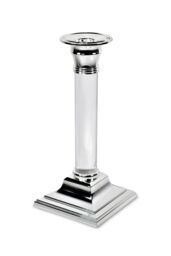 Silver Editions Silverplated Acrylic Column Candlestick Single in Silver